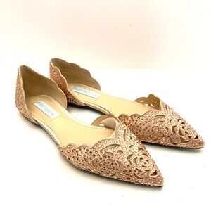 Blue‎ by Betsey Johnson Lucy Flats Beige Womens 7M Rhinestones Cut Outs Wedding